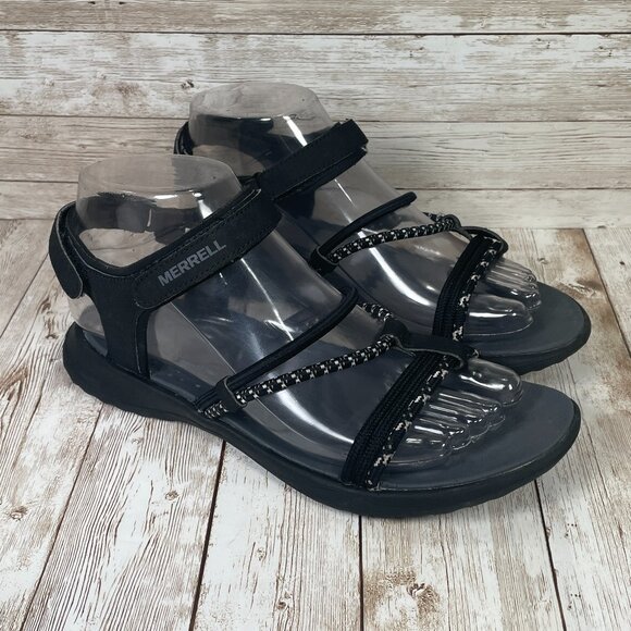 Merrell Shoes - MERRELL Women's 6 Black Sunstone Adjustable Strap Stretch Sandals J93972 EUC